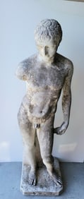 Vintage Greek Roman Nude Classical Male Concrete Garden Statue Sculpture