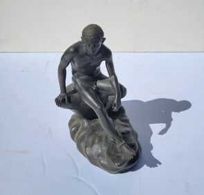 Antique Hermes Mercury Seated Male Nude Statue Sculpture From Greek Roman Antiquity
