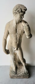 Michelangelo David Inspired Vintage Concrete Nude Classical Male Garden Statue