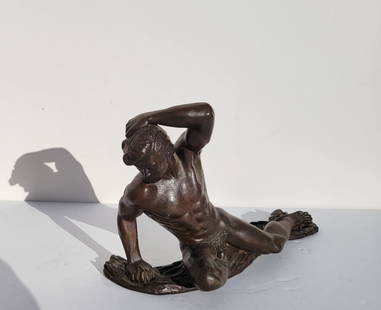 George Quaintance Vintage Solid Bronze Narcissus Nude Male Statue Signed Sculpture Underside Copyrig: George Quaintance Vintage Solid Bronze Narcissus Nude Male Statue Signed Sculpture Underside Copyright. Signed indistinctly. This subject is discussed by Ken Furtado on the artists GeorgeQuaintance