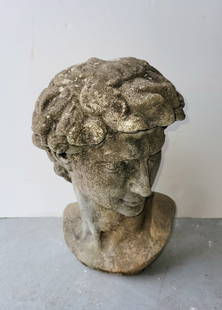 Vintage Concrete Head Of David Michelangelo Manner Garden Bust: Vintage Concrete Head Of David Michelangelo Manner Garden Bust. Dimensions: Aprx. 20-24 inches high Weight: Aprx. 50lbs Shipping: Visit StedmanShipping Dot Com for all info. Note large or heavy