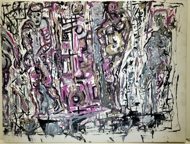 Abstract Nudes Painting Laid Down On Foamcore Possibly Signed Lower Right Manner Of NY Santa Fe And