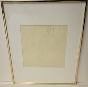 John Lear Male Nude Realist Signed With Monogram Drawing