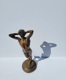 Bronze Young Male Nude Statue Sculpture Vintage No Signature