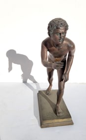 Grand Tour Bronze Wrestler Athlete Greek Roman Manner Male Nude Bronze Statue Sculpture