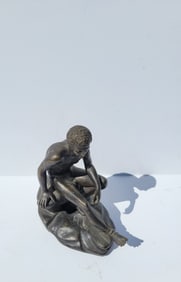 Antique Seated Hermes Mercury Grand Tour Bronze Statue Sculpture Unsigned After The Antique