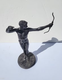 Antique Greek Roman Archer Male Nude Bronze Statue Sculpture Likely From Antiquity Probably Grand