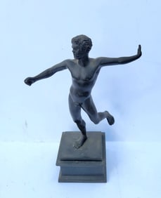Old To Antique Italian Dancing Satyr Male Nude Bronze Statue Sculpture Stamped Italy
