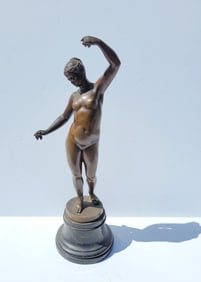 Otto Rasmussen Nude Female Dancer Or Goddess Bronze Beaux Arts Signed Statue Sculpture