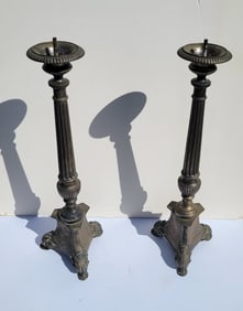 Pair Painted Metal Pickets Vintage To Antique Aprox 30in