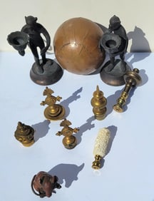 Estate Miscellaneous Discovery Assortment Including Attractive Vienna Type Bronze Rat With Tail