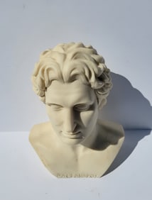Alexander The Great Greek Classical Molded Composition Titled Male Vintage Decor Bust