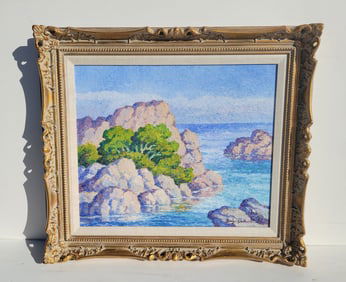 Birger Sandzen Cape Ann 1948 Oil 20in x 24in Rocks And Sea Ex Alfrida Sandzen