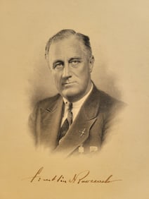 FDR Autographed Photogravure Portrait Presidential Photo Franklin Delano Roosevelt Depression WWII