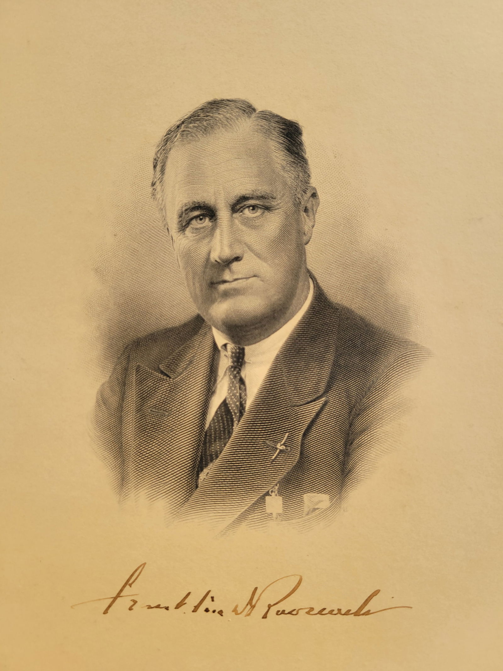 FDR Autographed Photogravure Portrait Presidential Photo Franklin Delano Roosevelt Depression WWII (1 of 3)