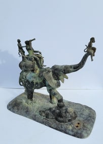 Large Heavy Wild Verdigris Maitland Smith Monkey Dog Elephant Animalier Procession Garden Find 24in
