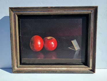 Fortunato Pinn Italian Trompe L Oeil To Photorealist Apples Still Life Painting