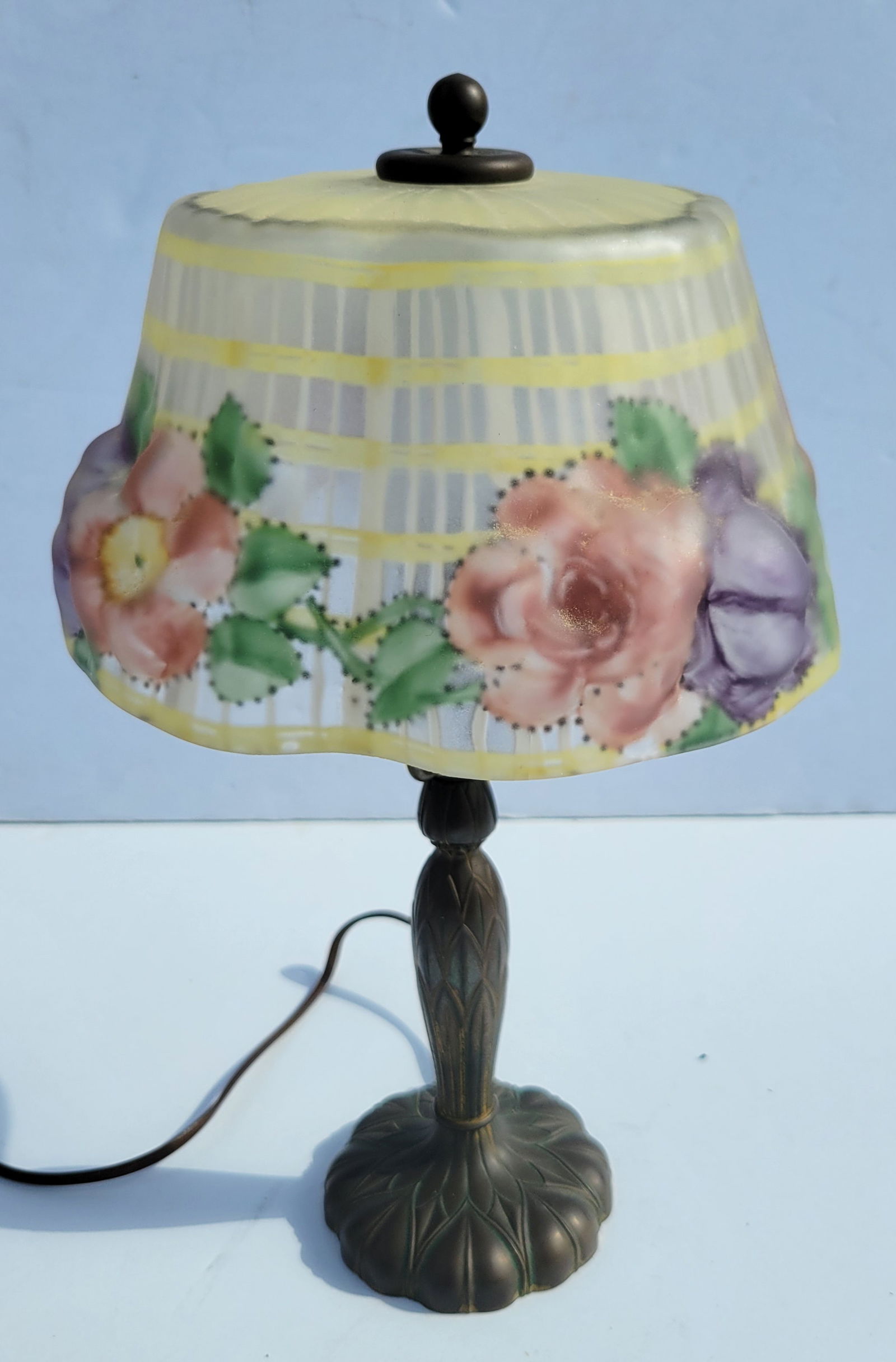 Pairpoint Puffy Reverse Painted 8.5in Blown Out Shade Antique Arts Crafts Deco Table Lamp (1 of 7)