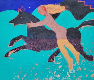 Linda Scott 5x6ft Painting Worth Avenue Palm Beach Label Summer 1986 Helander Gallery Florida