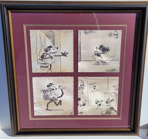 Randy Noble Mickey Mouse Ed 80 Hand Numbered Storyboard Giclee 4pc Suite COA Plus Walt Disney World