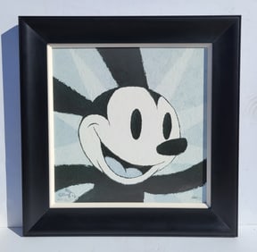 Hand Remarqued Randy Noble Pre Mickey Mouse Subject Small Lower Left Double Signed With Disney COA