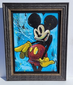Large David Garibaldi Mickey Mouse Canvas Embellished Giclee Ed195 Street Mouse COA Plus Garibaldi