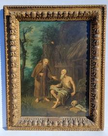 David Teniers Saints Likely Ex Christies London Stencil Oil Panel Anthony Abbot Paul Hermit Dutch