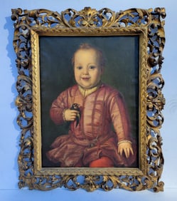 Giovanni De Medici Child Portrait After Bronzino Italian 19c Alfredo Candida Label Old Master