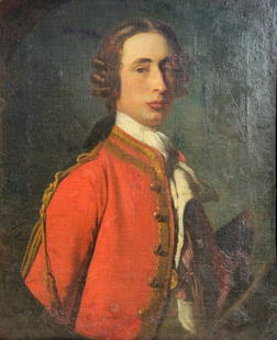 Allan Ramsay Portrait Ex Christies London Half Length Oil Red Coat Possible Sitter ID Old Master: Allan Ramsay Portrait Ex Christies London Half Length Oil Red Coat Possible Sitter ID Old Master Collection Painting. Note this work is one of 7 oils offered individually in succession in this sale fr