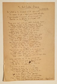 Robert Graves Manuscript Poem ALS Hand Written The Red Ribbon Dream Incl Love Went Before Me It Was