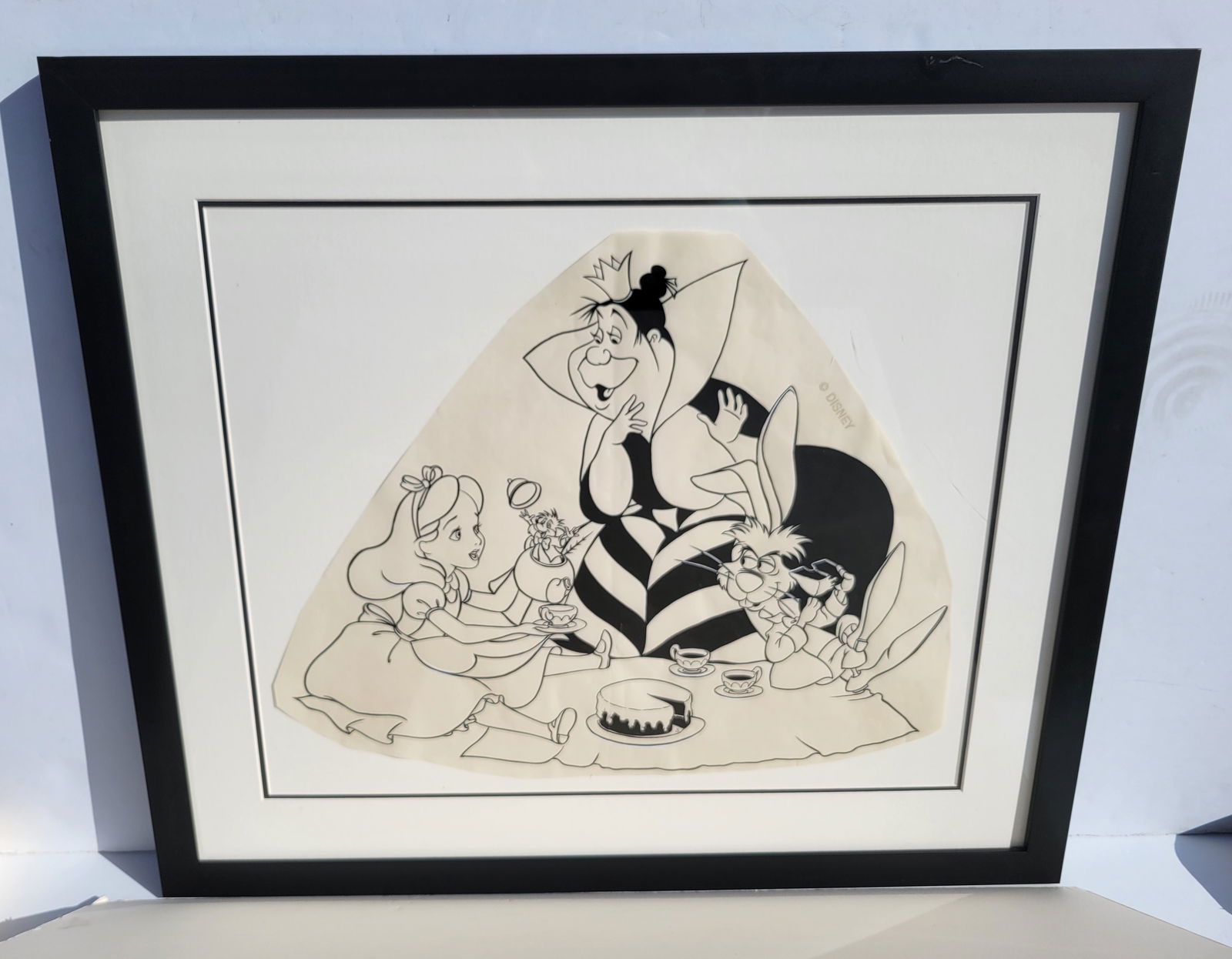 Large Darren Hunt Disney Original Inking Cartoon Comic Or Cel Preparatory Drawing Alice And Queen Of (1 of 4)