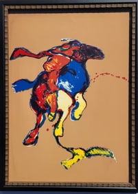 Fritz Scholder Native American Pop Art Signed Lithograph Indian On Galloping  Horse After
