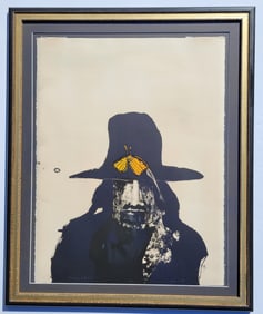 Fritz Scholder Native American Pop Art Signed Lithograph Indian With Butterfly