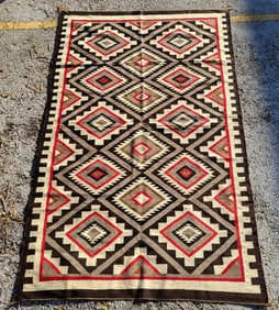 Vintage Native American Blanket Rug Aprox 66in x 103in
