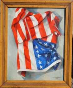 J Chris Wilson Draped Flag North Carolina Oil Listed In Signed Dedicated Hardcover Retrospective