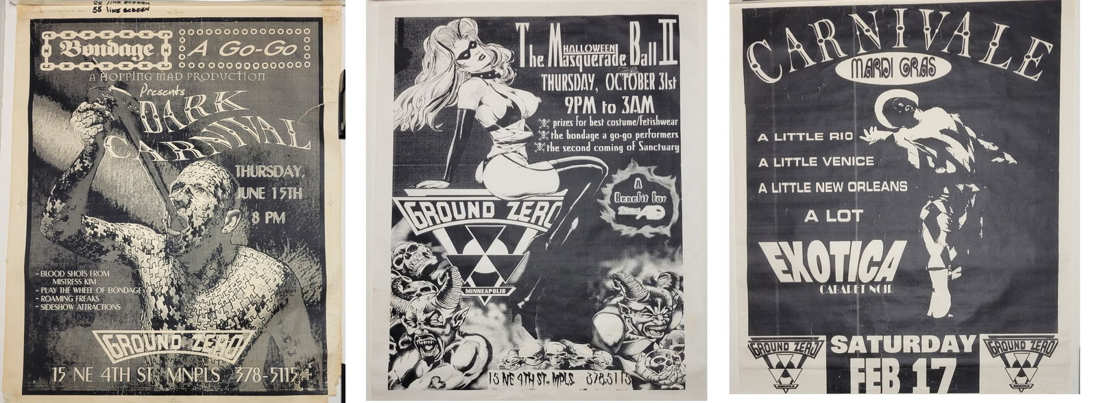 Three Lg Goth Bondage Holiday Party Posters Halloween Masquerade Carnivale Mardi Gras Dark Carnival (1 of 4)