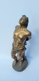 Large Signed Copyrighted Contemporary Dore Bronze Semi Nude Male St Sebastian Bronze Statue