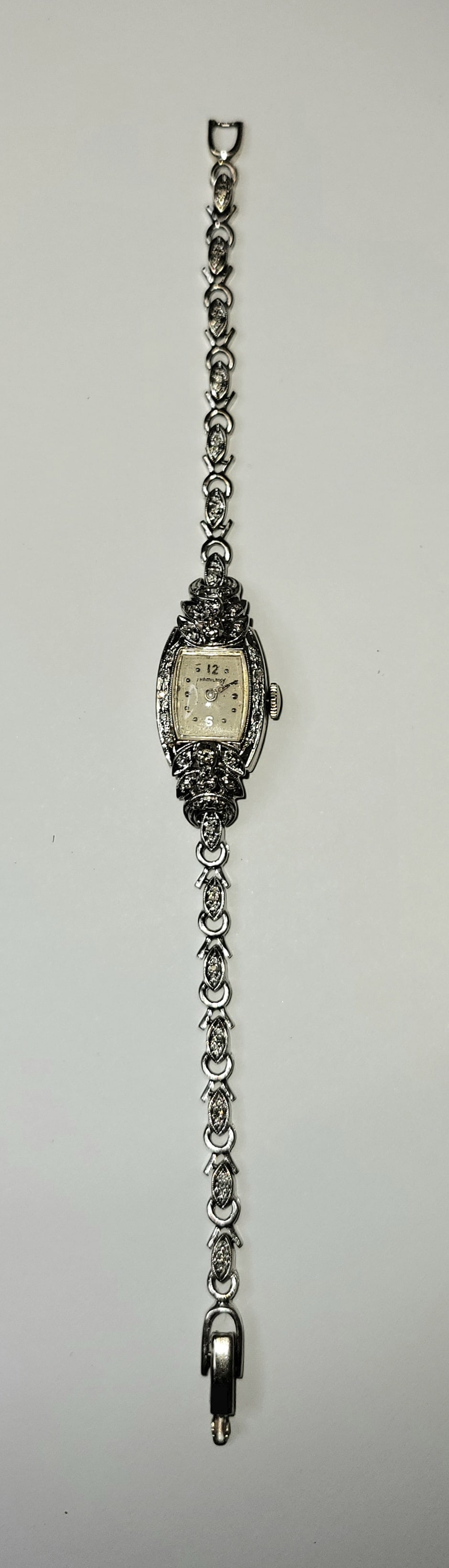 Art Deco Hamilton 14k Diamond Ladies Wrist Watch 22j (1 of 3)