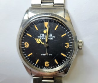 Vintage Rolex Explorer 5500 Precision Mens Steel Watch Circa 1968