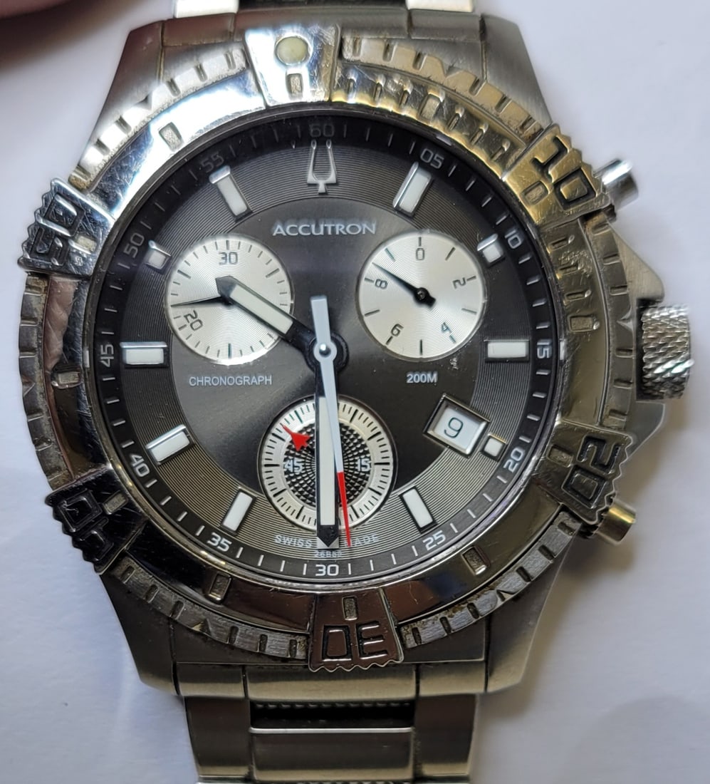 42mm Bulova Accutron Mens Swiss Chronograph Curacao Collection Model 26b59 (1 of 3)