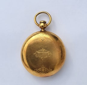 E Howard Boston 18k Gold Pocket Watch Key Wind Large Mens Antique Aprox 2 And 1 32nds Inch Diameter