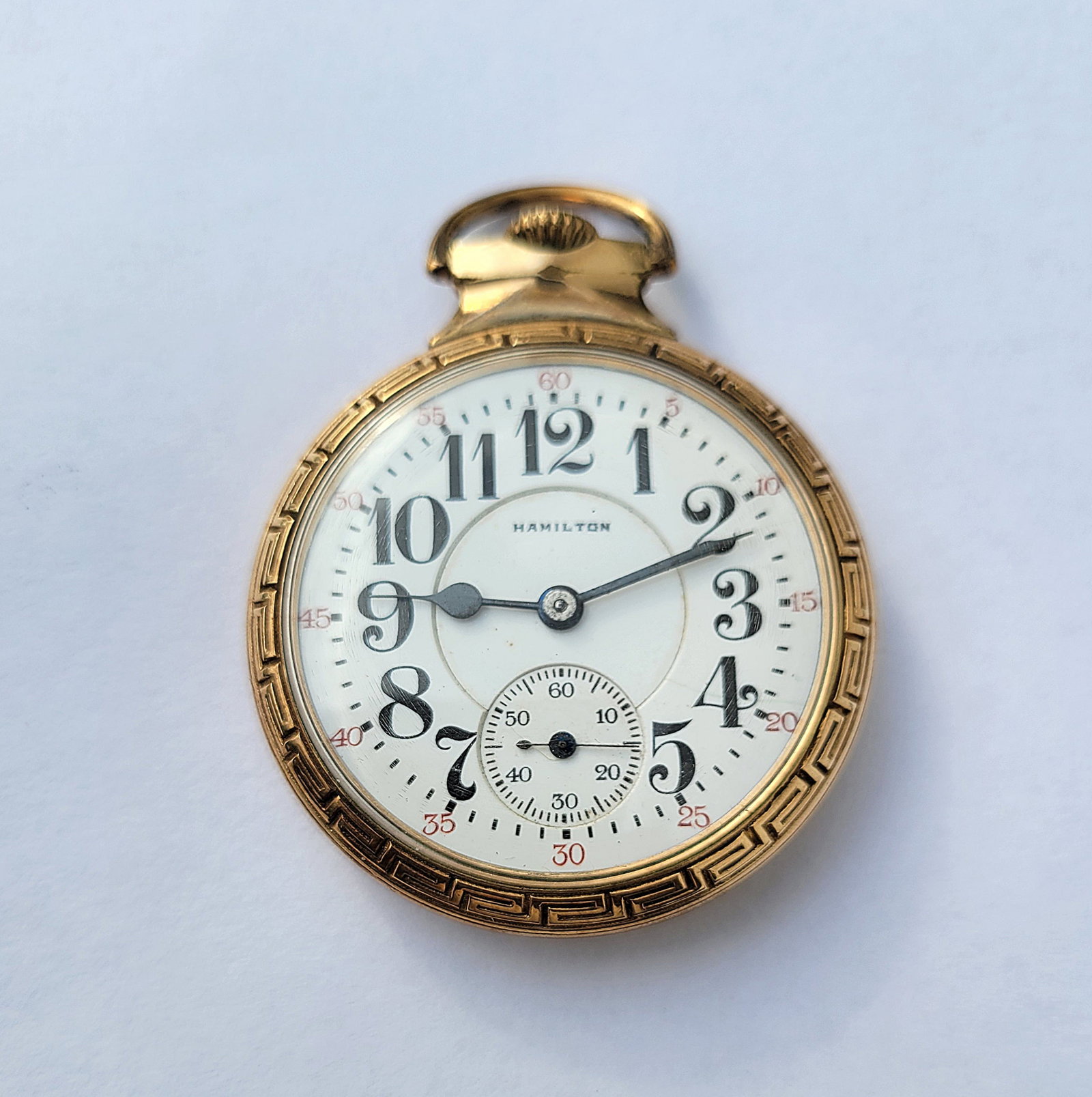 Old Hamilton 21J Railroad Grade Pocket Watch 2in Diameter Case 10k GF Nawco Railroad Model Case No (1 of 5)