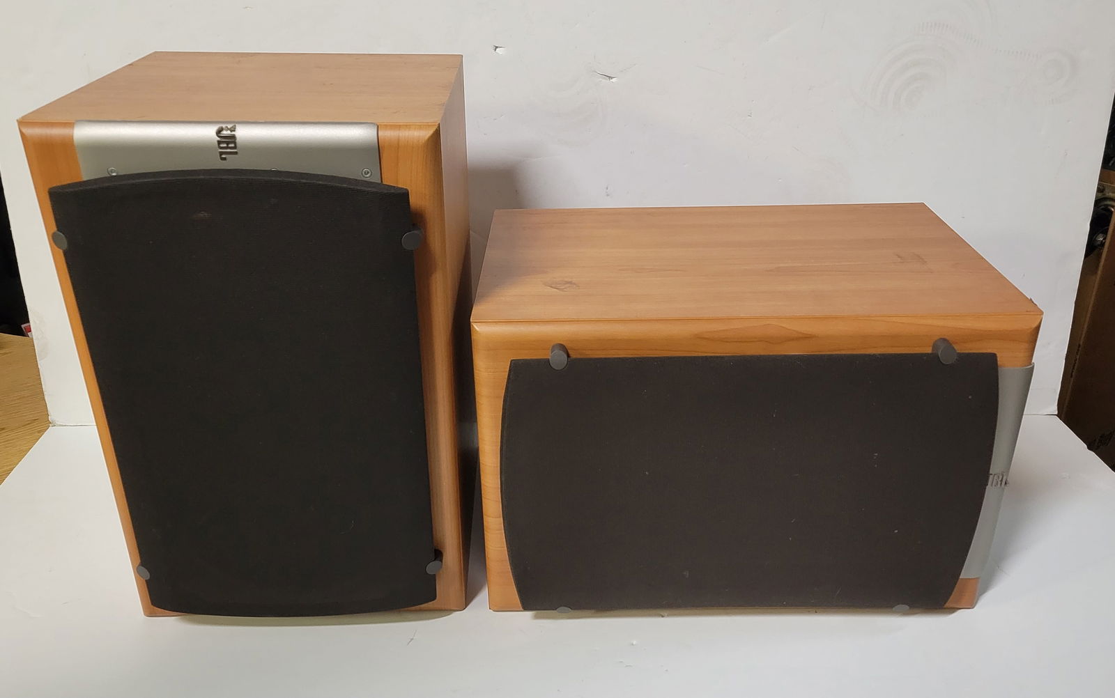 Pair JBL Studio Series Speakers S38CH Melamine Woodtone Cabinets Brass Or Gilt Hardware (1 of 2)