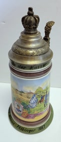Karl Rau German Kaiser Wilhelm Regimental Beer Stein Nude Lithopane 1885 1887 Klaus Felbinger Crown