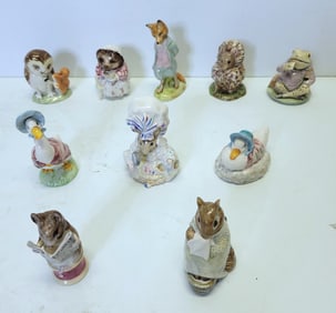 Collection 10 Beatrix Potter Bunnykins Etc Figures Frederick Warne Beswick Statues Ceramic Signed En