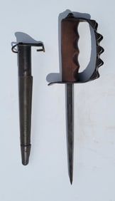 WWI US Trench Knife With Leather Scabbard 1917 1918