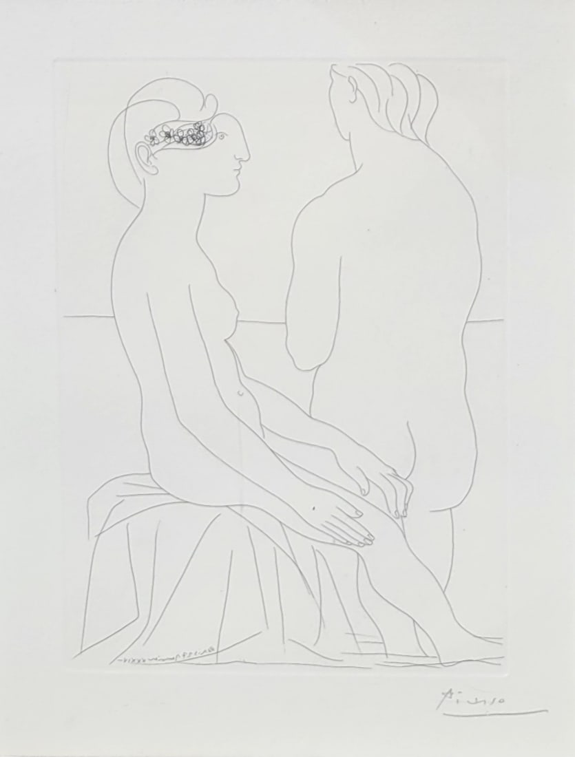 Pablo Picasso Vollard Signed Etching Women Bath Femmes Bain 1934 11in x 7.75in Park West Framing