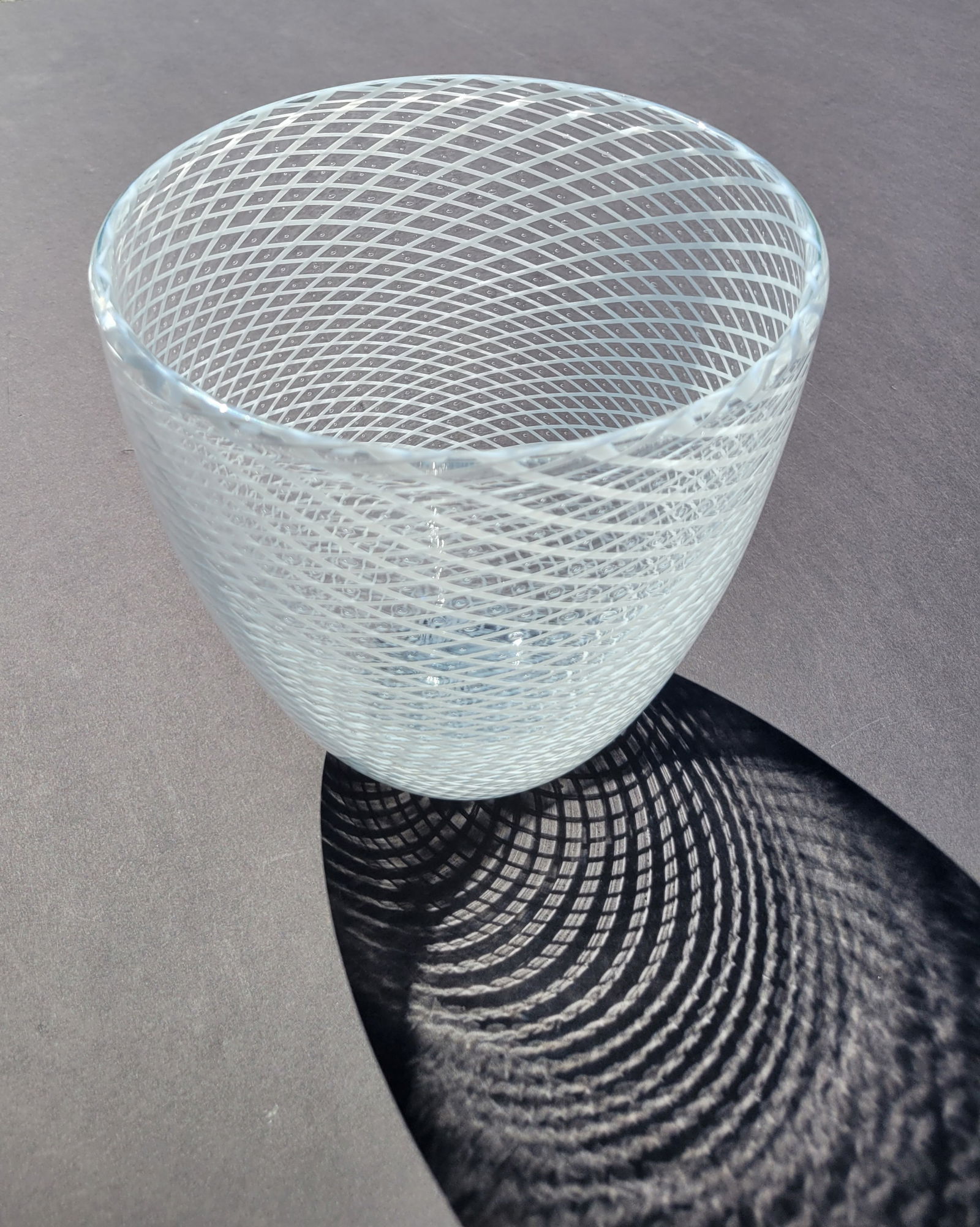 Large Signed 8.75in Murano Manner 2013 Latticino Control Bubble Italian Or American Studio Art Glass (1 of 3)