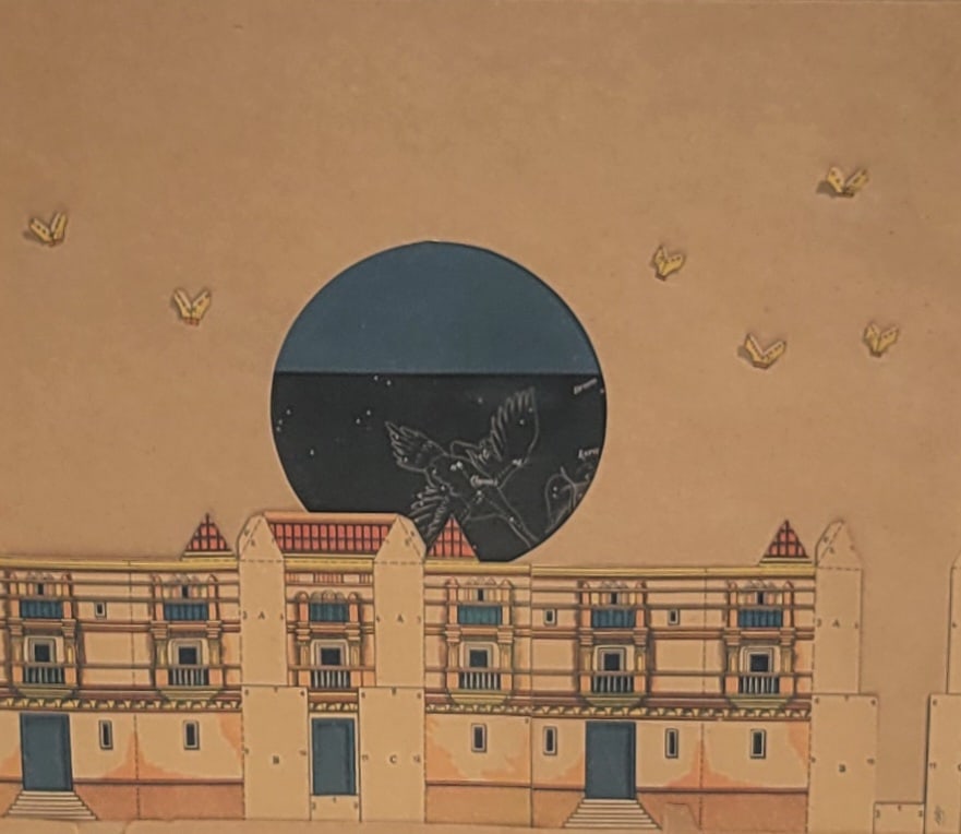 Varujan Boghosian City Collage Watercolor Painting Modernist Conceptual MCM Objects Trouve (1 of 3)