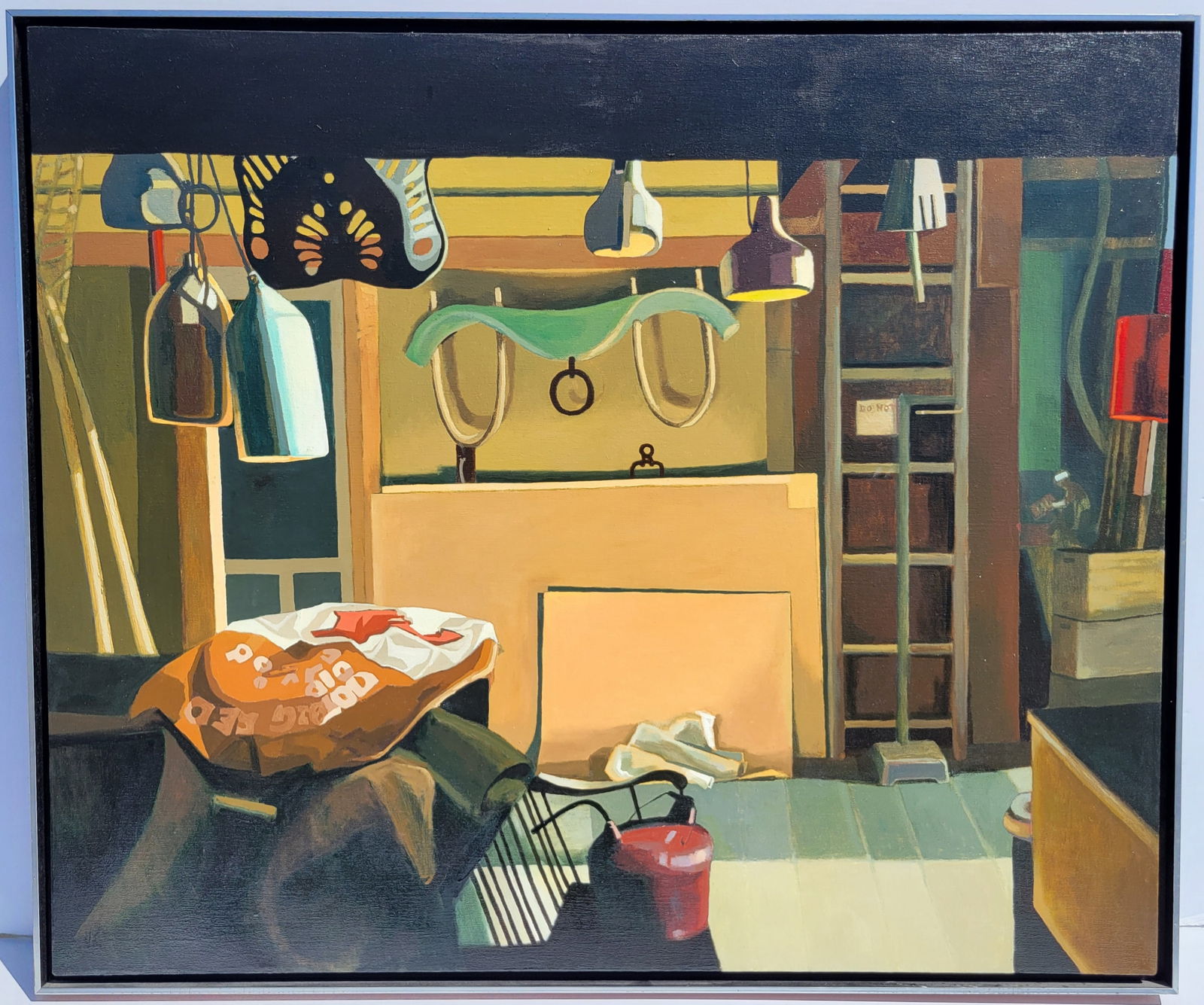 Large John Louis Laurent Barn Interior Oil 1981 New Hapshire Maine Reigonalist 30inx 36in (1 of 4)